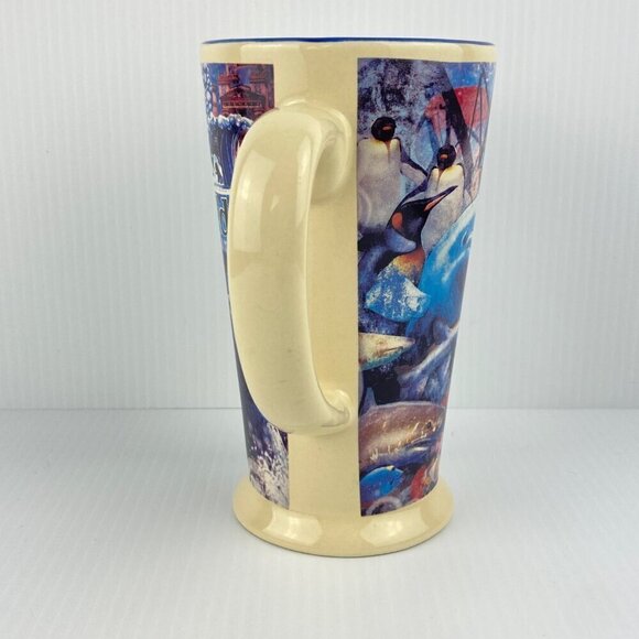SeaWorld Tall Coffee Mug 16 oz Blue Whale Dolphin Seal Lion Artwork - Picture 4 of 6